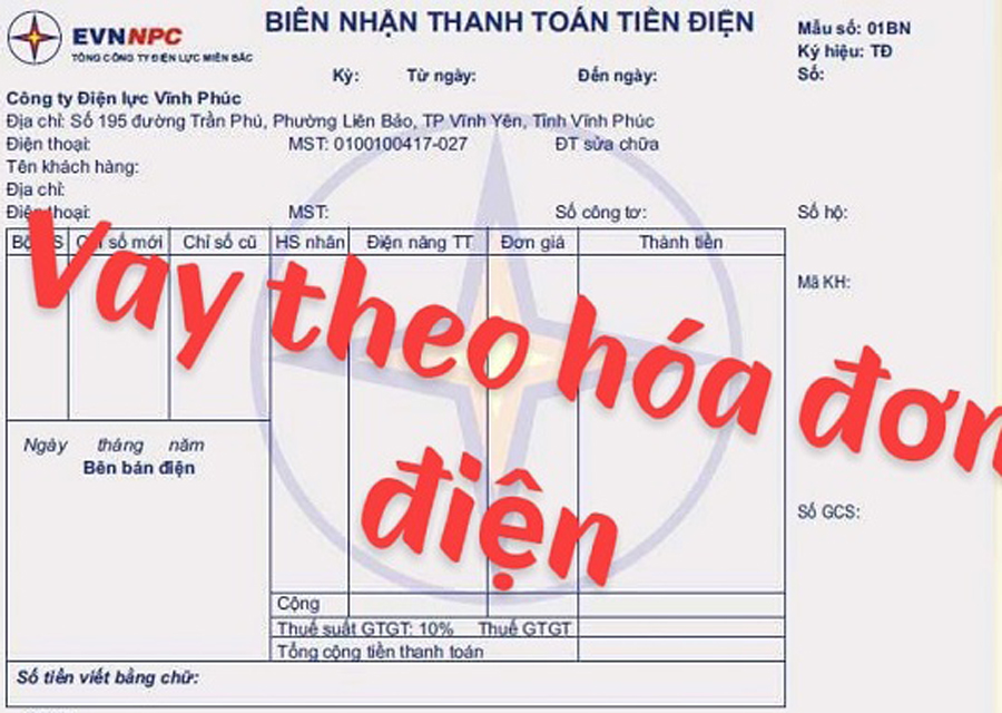 Vay tiền theo hoá đơn điện